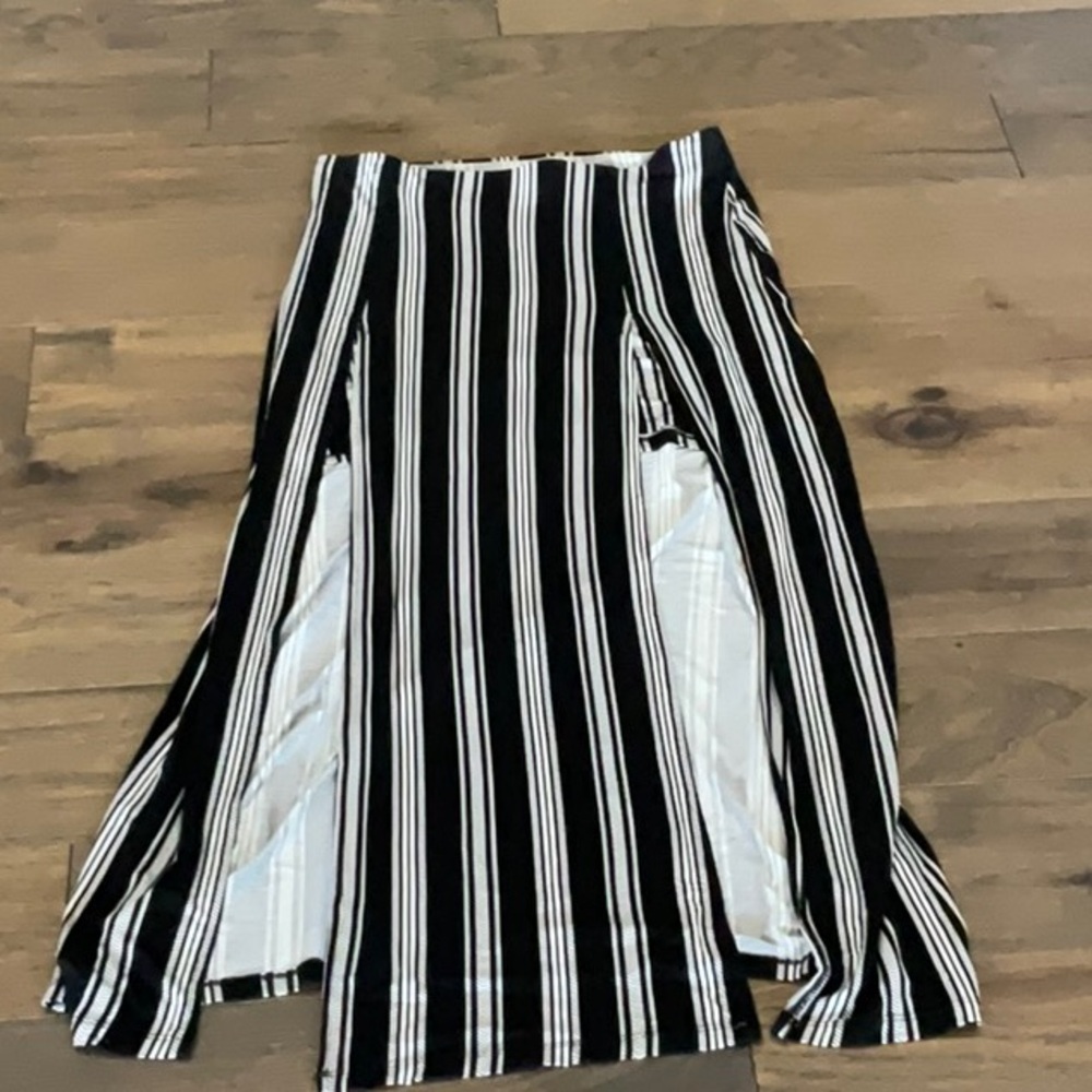 Candie's Black and White Vertical Stripe Maxi Skirt